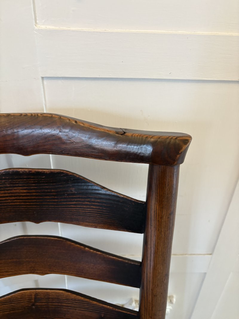 Unusual 18th Century Antique Oak Ladder Back Rocking Chair - Image 10